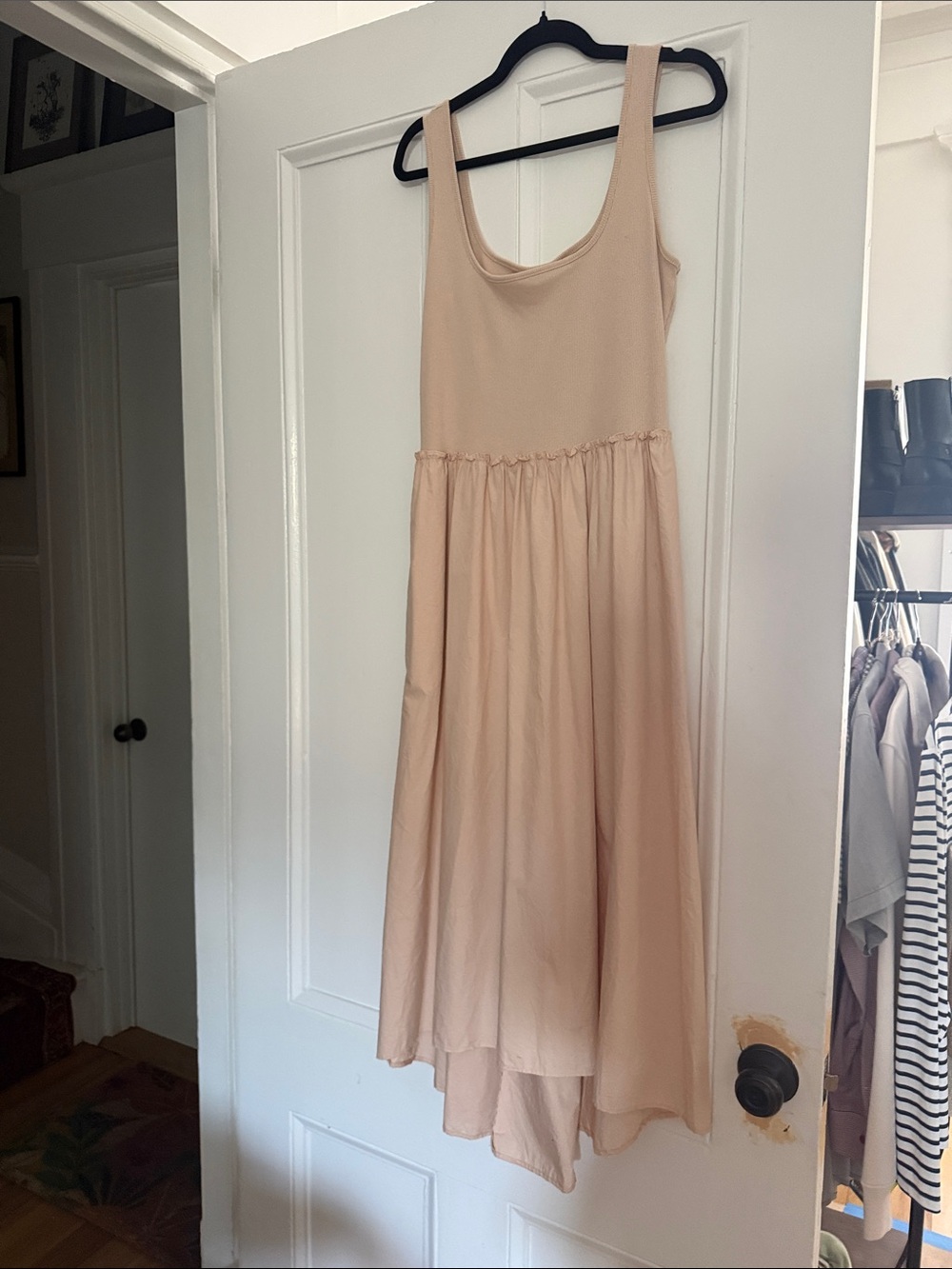 Women’s Sleeveless Beige Midi Dress - Elegant Casual a.new day brand.